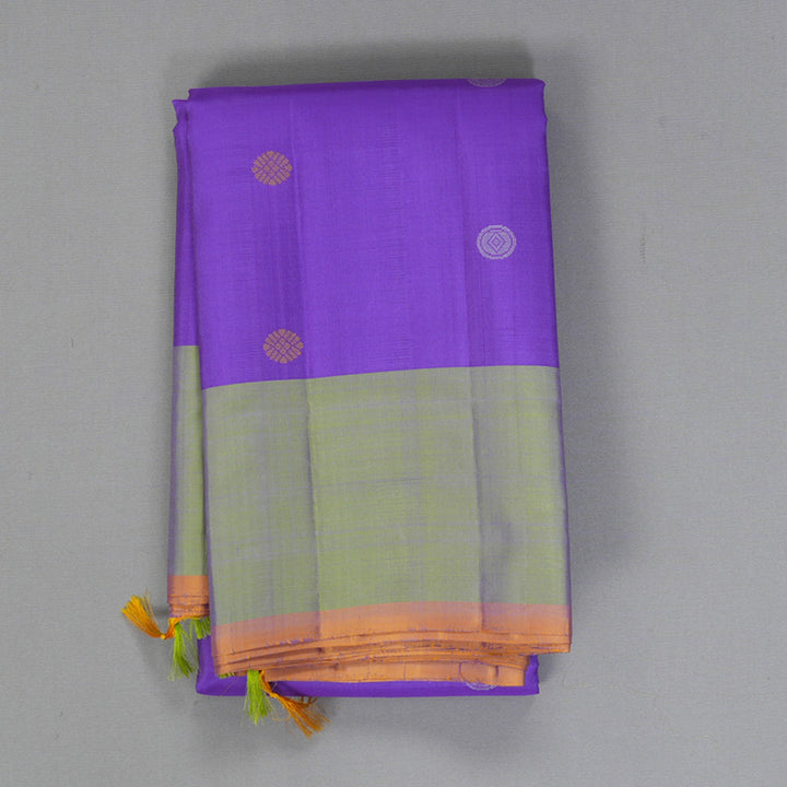 Hayagrivas Handloom Purple Kanjivaram Silk Saree with Leaf Green Border KBF224E6-1