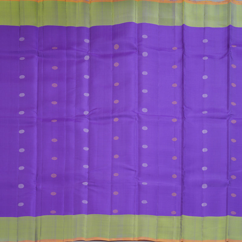 Hayagrivas Handloom Purple Kanjivaram Silk Saree with Leaf Green Border KBF224E6-1