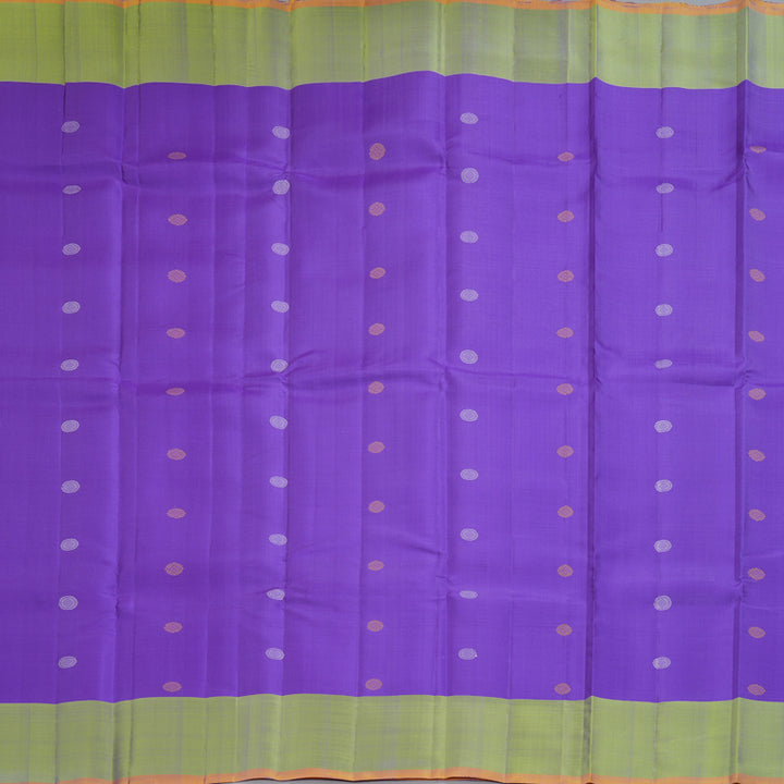 Hayagrivas Handloom Purple Kanjivaram Silk Saree with Leaf Green Border KBF224E6-1
