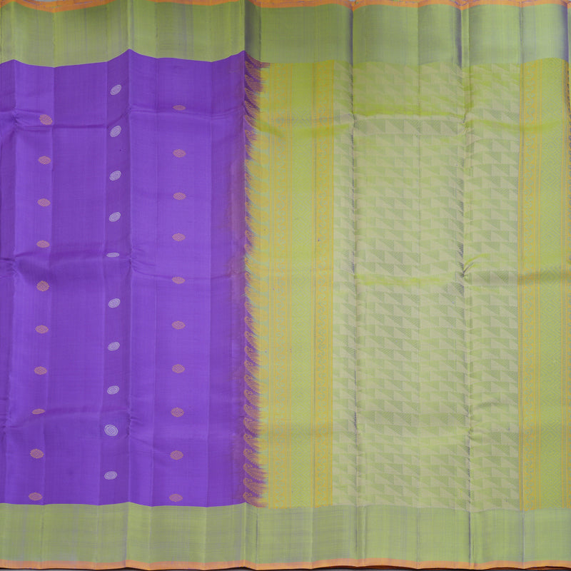 Hayagrivas Handloom Purple Kanjivaram Silk Saree with Leaf Green Border KBF224E6-1