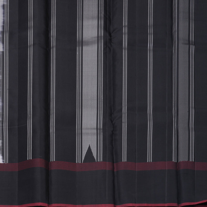 Hayagrivas Handloom Black &amp; White (Zasa Zasa Kattam) Kanjivaram Silk Saree KBF224E9-6
