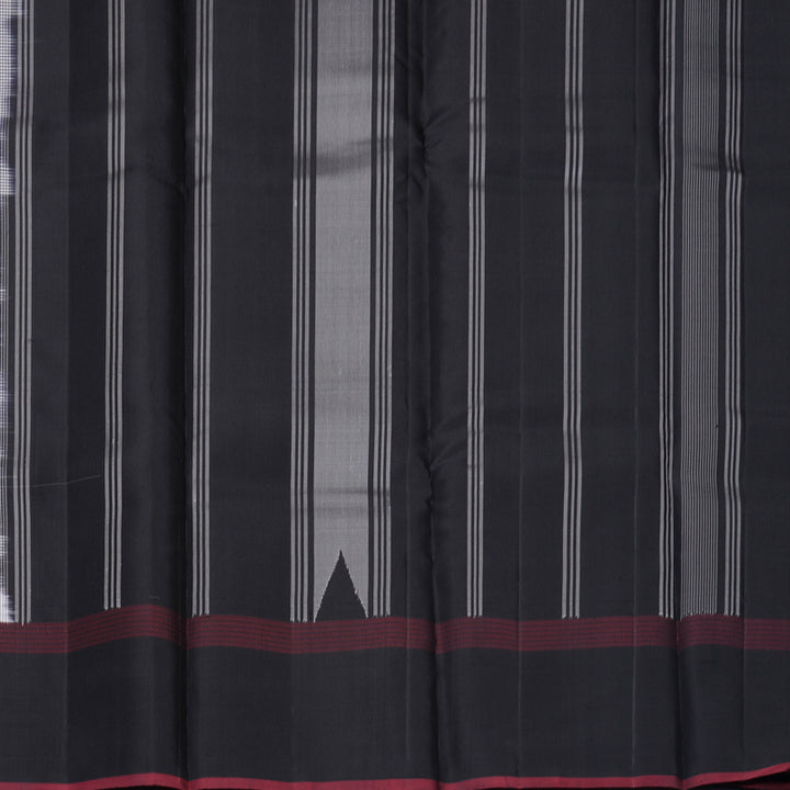 Hayagrivas Handloom Black &amp; White (Zasa Zasa Kattam) Kanjivaram Silk Saree KBF224E9-6