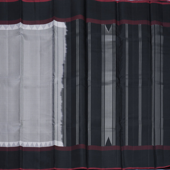 Hayagrivas Handloom Black &amp; White (Zasa Zasa Kattam) Kanjivaram Silk Saree KBF224E9-6