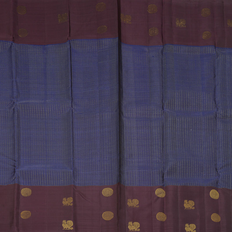 Hayagrivas Handloom Deep Violet Kanjivaram Silk Saree with Wine Border KBF227E13-2