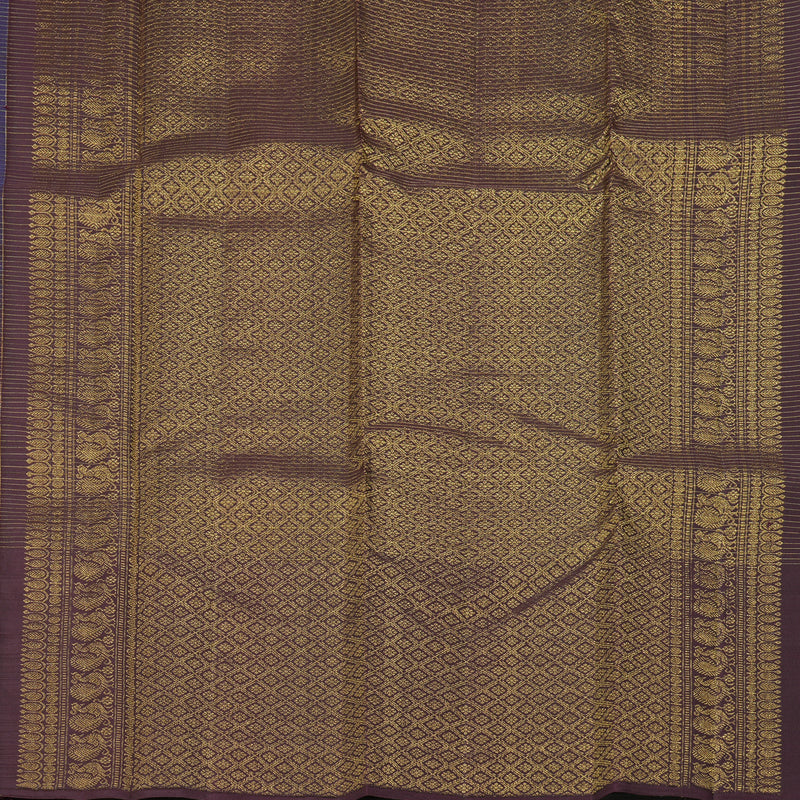Hayagrivas Handloom Deep Violet Kanjivaram Silk Saree with Wine Border KBF227E13-2