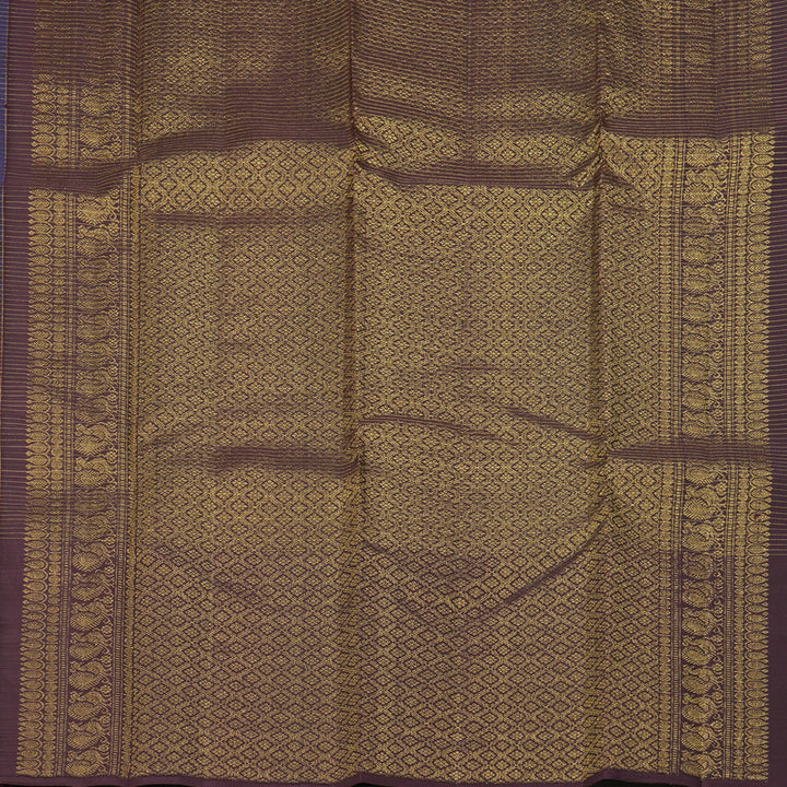 Hayagrivas Handloom Deep Violet Kanjivaram Silk Saree with Wine Border KBF227E13-2