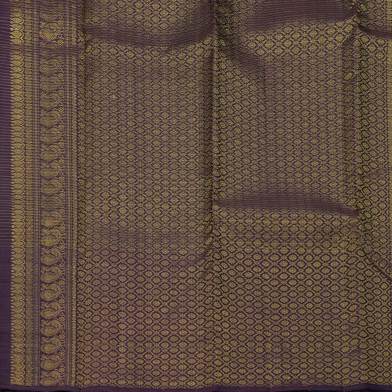 Hayagrivas Handloom Bottle Green Kanjivaram Silk Saree with Plum Purple Border KBF227E13-3