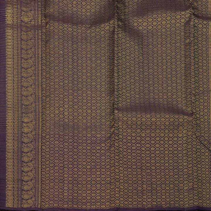 Hayagrivas Handloom Bottle Green Kanjivaram Silk Saree with Plum Purple Border KBF227E13-3