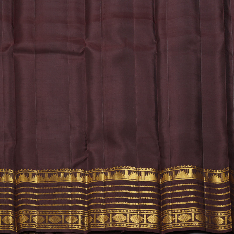 Hayagrivas Handloom Rust Orange Kanjivaram Silk Saree with Coffee Brown Border KBF227E2-1