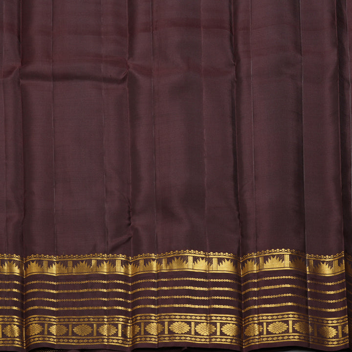 Hayagrivas Handloom Rust Orange Kanjivaram Silk Saree with Coffee Brown Border KBF227E2-1