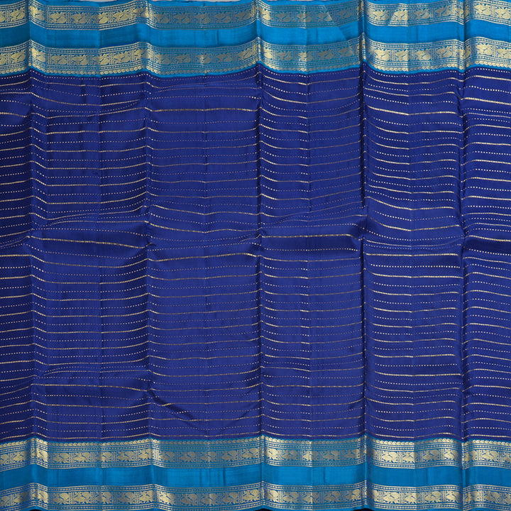 Hayagrivas Handloom Navy Blue Kanjivaram Silk Saree with Ramar Blue Border KBF227E5-1
