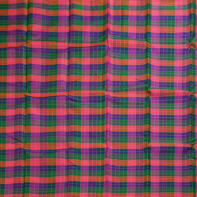 Hayagrivas Handloom Multicolour Checks Kanjivaram Silk Saree KBF228E1-1