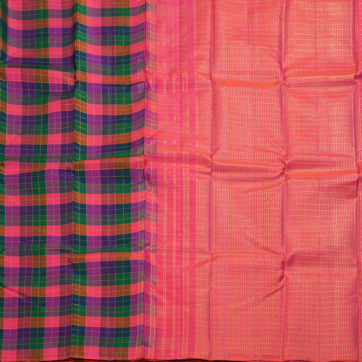 Hayagrivas Handloom Multicolour Checks Kanjivaram Silk Saree KBF228E1-1