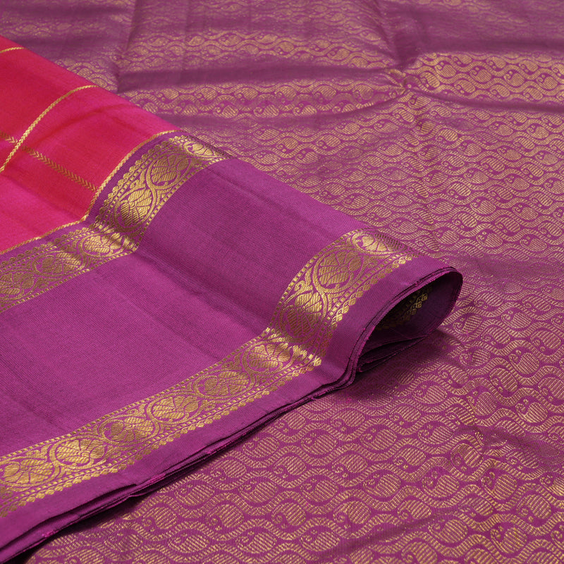 Hayagrivas Handloom Rani Pink Kanjivaram Silk Saree with Purple Border KBF228E4-4