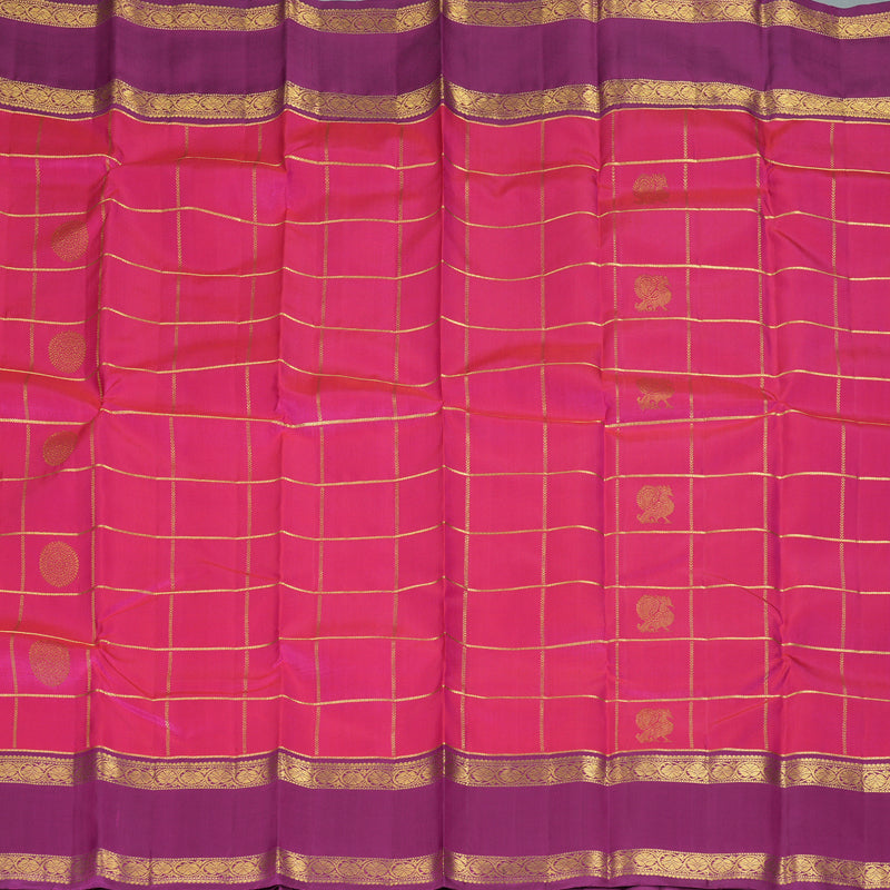 Hayagrivas Handloom Rani Pink Kanjivaram Silk Saree with Purple Border KBF228E4-4