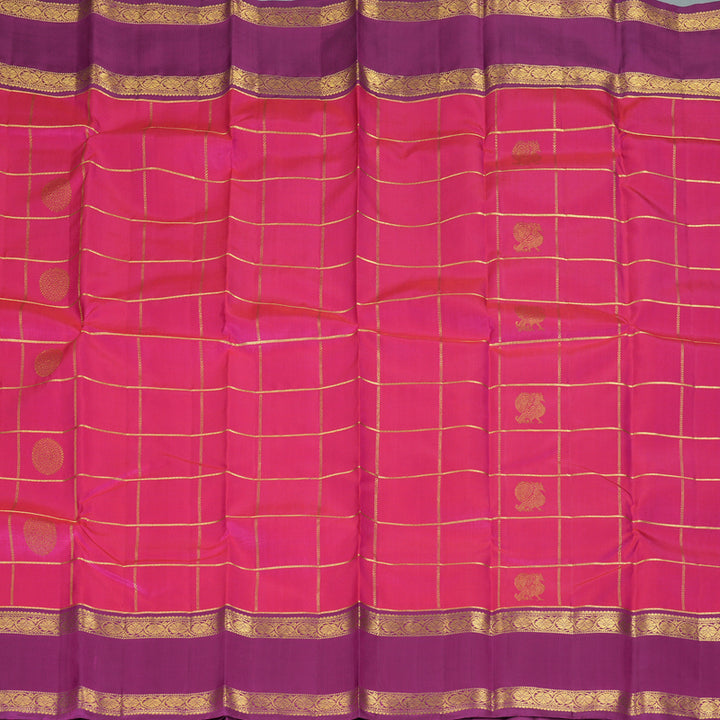 Hayagrivas Handloom Rani Pink Kanjivaram Silk Saree with Purple Border KBF228E4-4