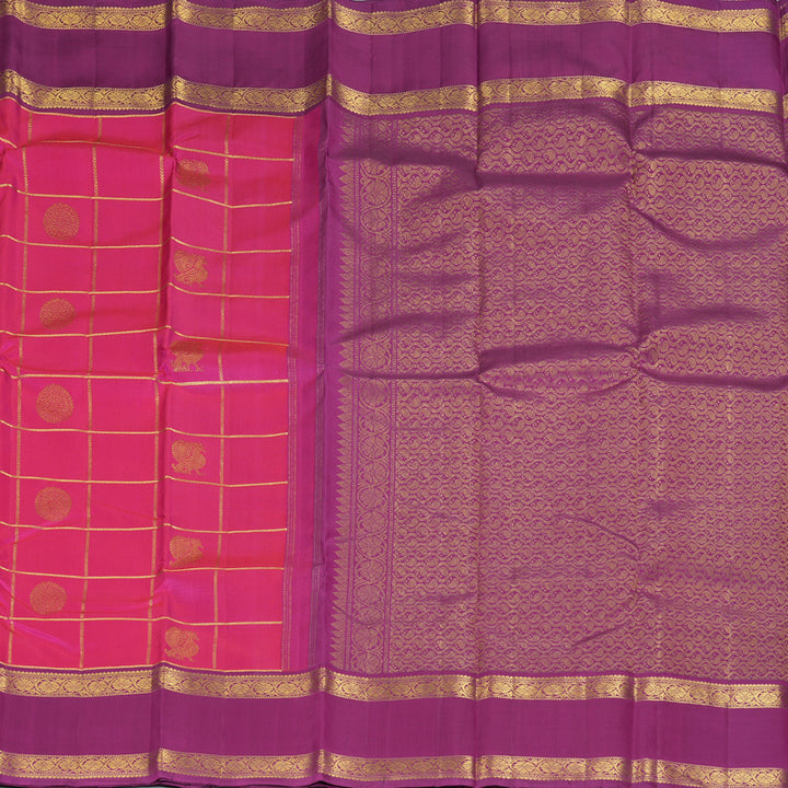 Hayagrivas Handloom Rani Pink Kanjivaram Silk Saree with Purple Border KBF228E4-4