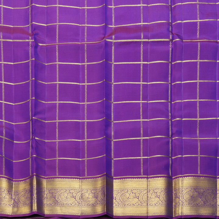 Hayagrivas Handloom Blue Kanjivaram Silk Saree with Purple Border KBF228E5-3