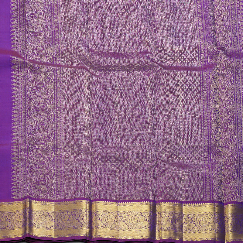 Hayagrivas Handloom Blue Kanjivaram Silk Saree with Purple Border KBF228E5-3