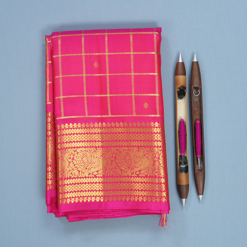 Hayagrivas Handloom Rani Pink Kanjivaram Silk Saree KBF228E5-5