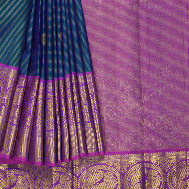 Hayagrivas Handloom Mayilkazhuthu Kanjivaram Silk Saree with Purple Border KBF228E6-3