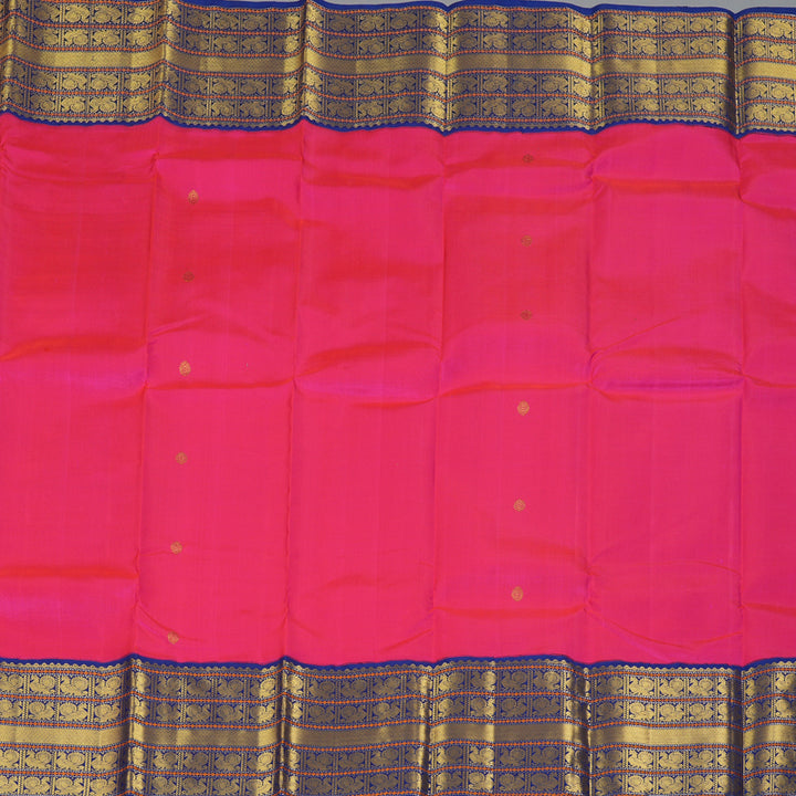 Hayagrivas Handloom Rani Pink Kanjivaram Silk Saree with Blue Border KBF228E7-1