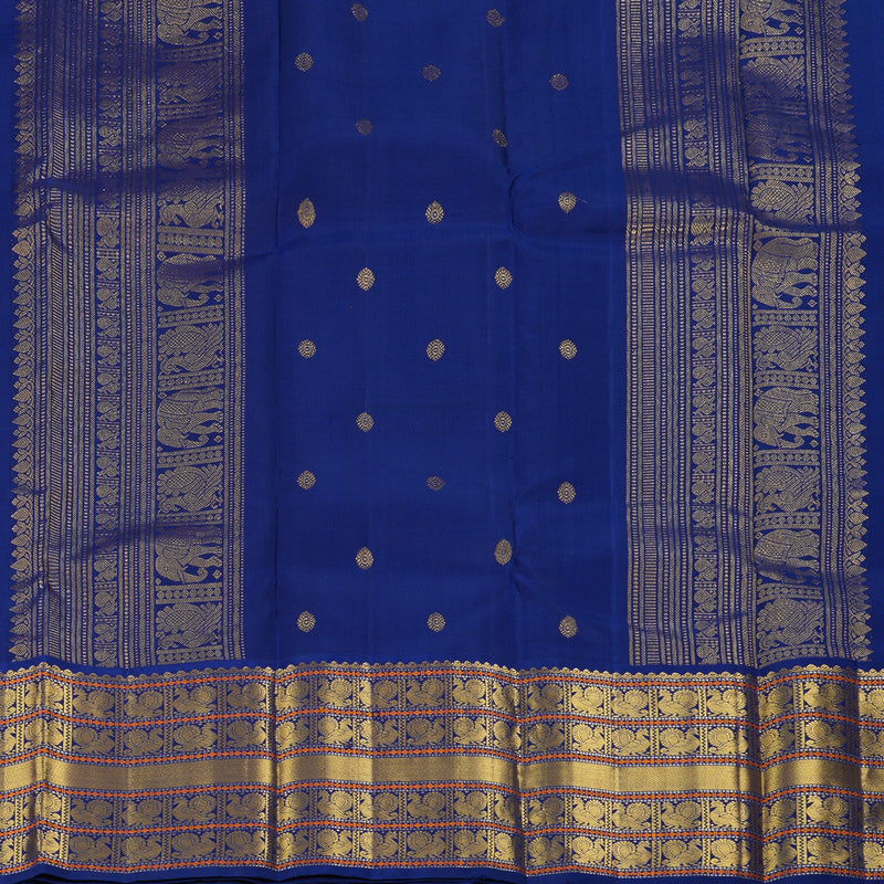 Hayagrivas Handloom Rani Pink Kanjivaram Silk Saree with Blue Border KBF228E7-1