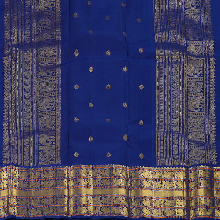 Hayagrivas Handloom Rani Pink Kanjivaram Silk Saree with Blue Border KBF228E7-1