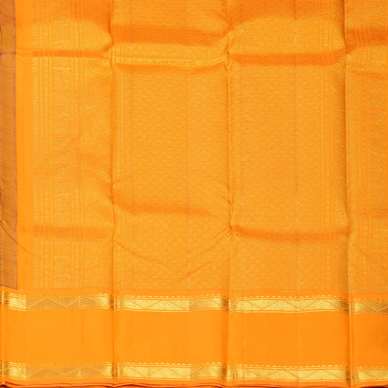 Hayagrivas Handloom Deep Violet Kanjivaram Silk Saree with Mambazham Orange Border KBF229E1-2