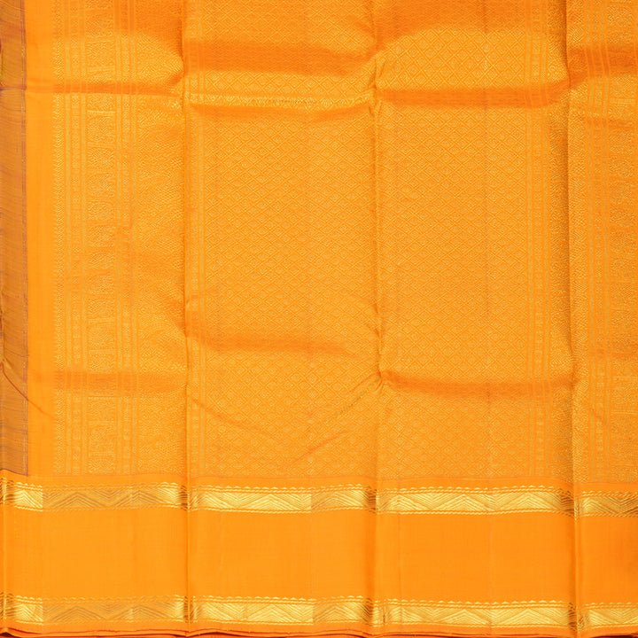 Hayagrivas Handloom Deep Violet Kanjivaram Silk Saree with Mambazham Orange Border KBF229E1-2