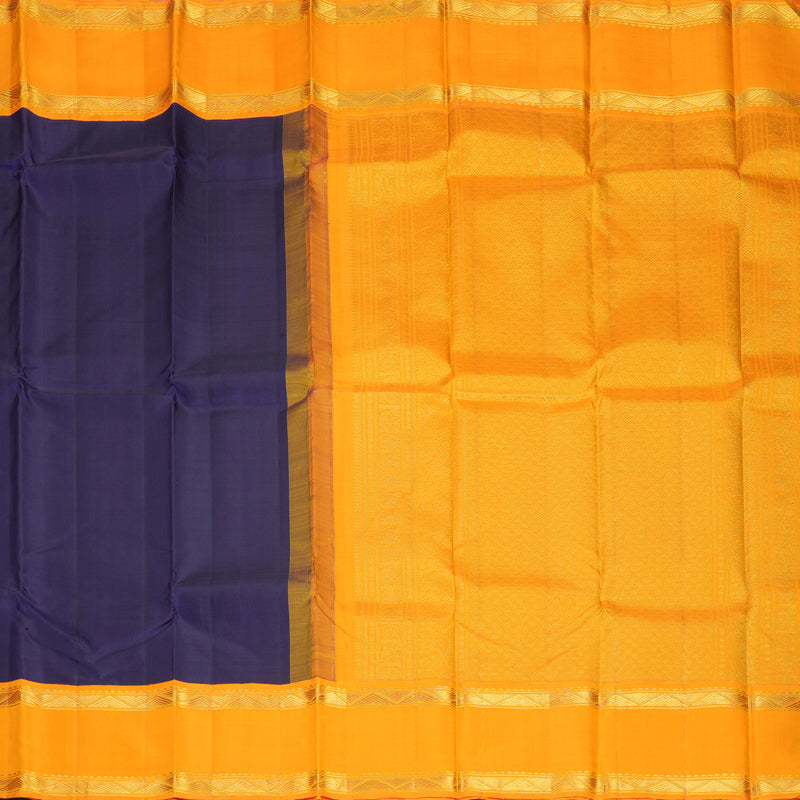 Hayagrivas Handloom Deep Violet Kanjivaram Silk Saree with Mambazham Orange Border KBF229E1-2