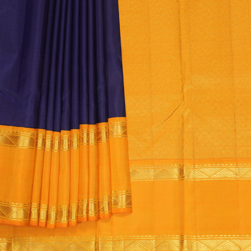Hayagrivas Handloom Deep Violet Kanjivaram Silk Saree with Mambazham Orange Border KBF229E1-2