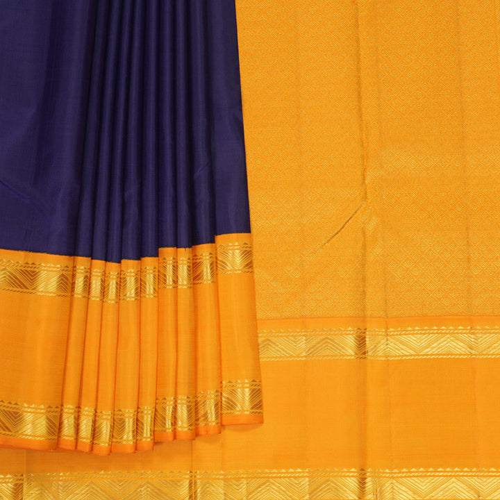 Hayagrivas Handloom Deep Violet Kanjivaram Silk Saree with Mambazham Orange Border KBF229E1-2