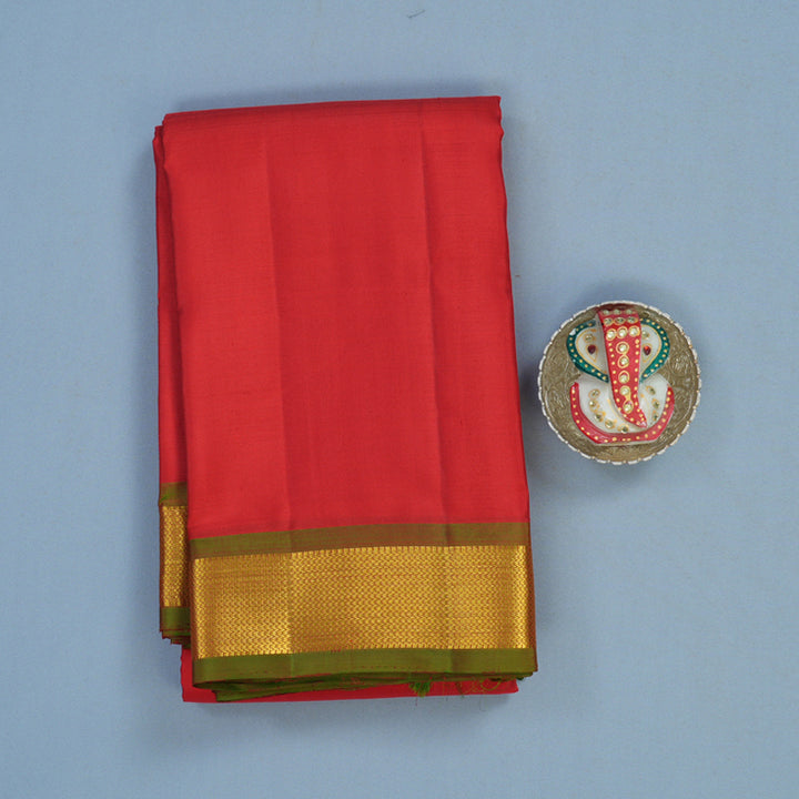 Hayagrivas Handloom Red Kanjivaram Silk Saree with Manthalir Green Border KBF22D1-1
