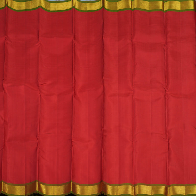 Hayagrivas Handloom Red Kanjivaram Silk Saree with Manthalir Green Border KBF22D1-1