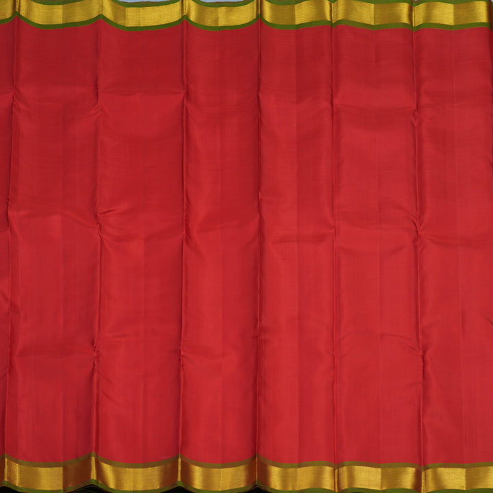 Hayagrivas Handloom Red Kanjivaram Silk Saree with Manthalir Green Border KBF22D1-1