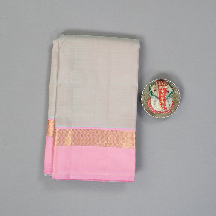 Hayagrivas Handloom Grey & Pink (Dual Tone) Kanjivaram Silk Saree with Baby Pink Border KBF230E2-1