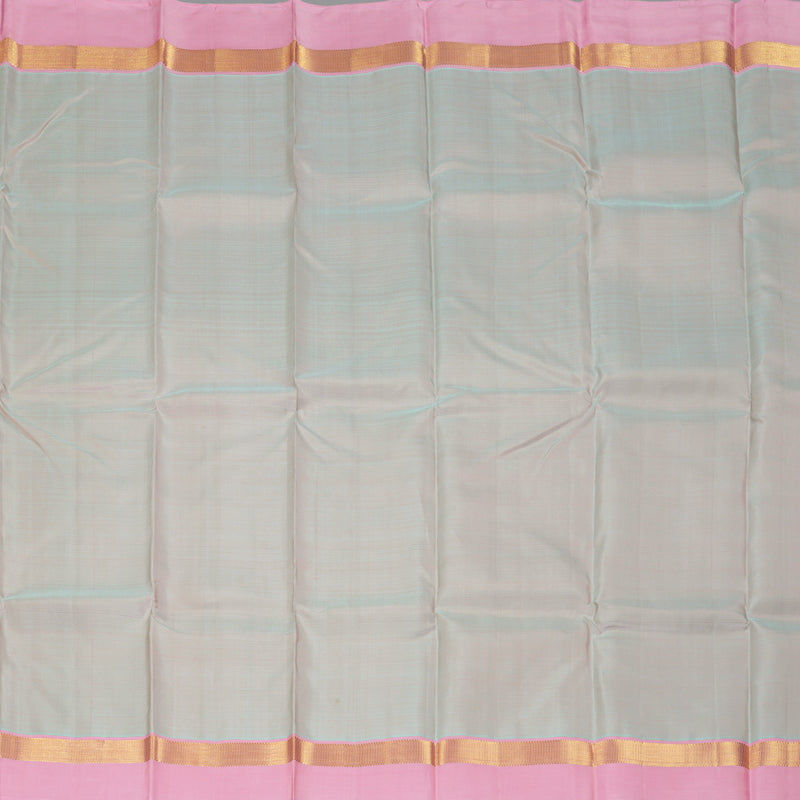 Hayagrivas Handloom Grey & Pink (Dual Tone) Kanjivaram Silk Saree with Baby Pink Border KBF230E2-1
