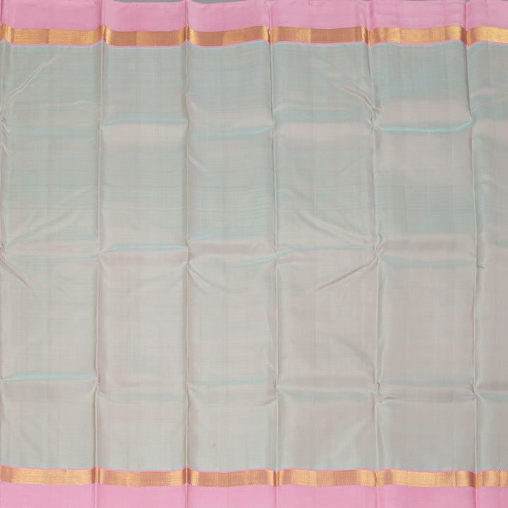 Hayagrivas Handloom Grey & Pink (Dual Tone) Kanjivaram Silk Saree with Baby Pink Border KBF230E2-1