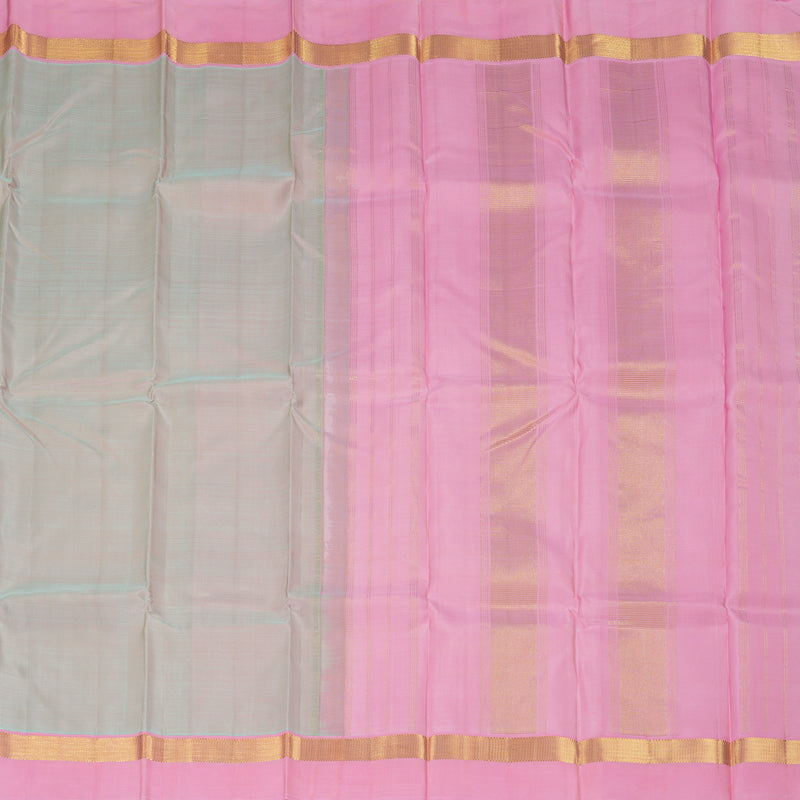 Hayagrivas Handloom Grey & Pink (Dual Tone) Kanjivaram Silk Saree with Baby Pink Border KBF230E2-1