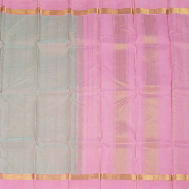 Hayagrivas Handloom Grey & Pink (Dual Tone) Kanjivaram Silk Saree with Baby Pink Border KBF230E2-1