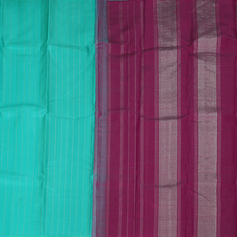 Hayagrivas Handloom Sea Blue Kanjivaram Silk Saree KBF230E5-1