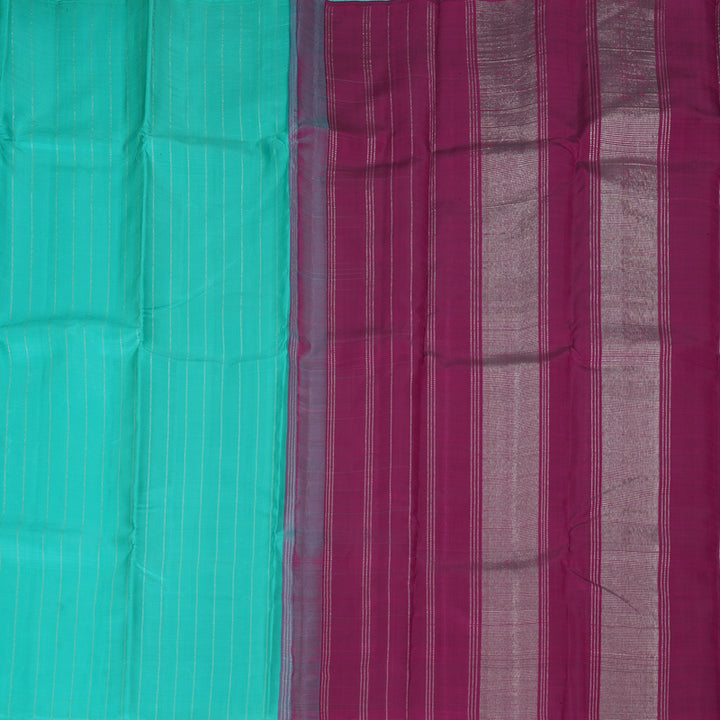 Hayagrivas Handloom Sea Blue Kanjivaram Silk Saree KBF230E5-1