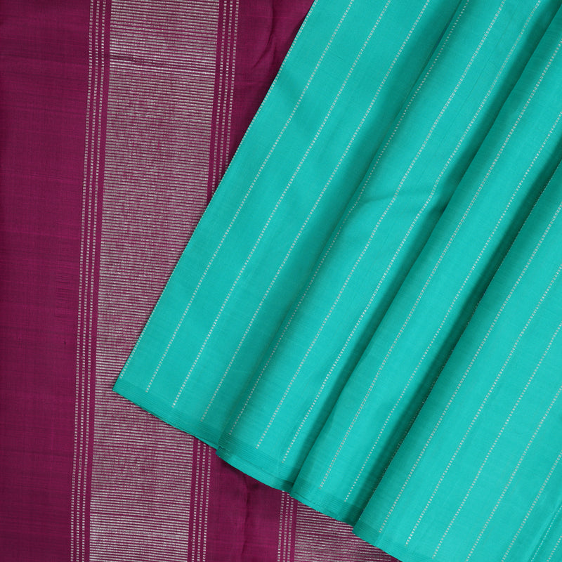 Hayagrivas Handloom Sea Blue Kanjivaram Silk Saree KBF230E5-1
