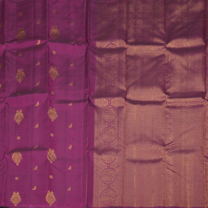 Hayagrivas Handloom Purple Kanjivaram Silk Saree KBF230E8-1