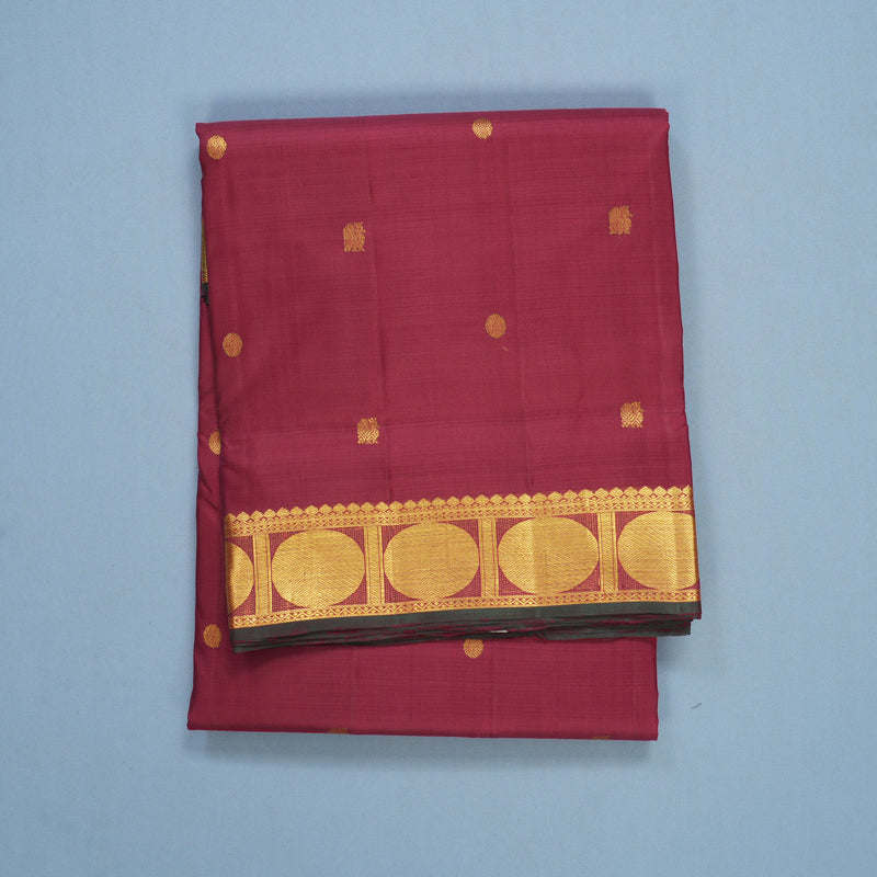 Hayagrivas Handloom Maroon Ten Yards Silk Saree KBF231E3-1
