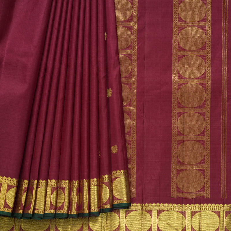 Hayagrivas Handloom Maroon Ten Yards Silk Saree KBF231E3-1