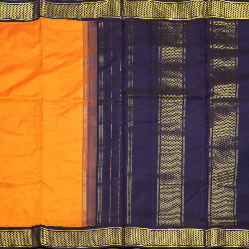 Hayagrivas Handloom Mambazham Orange Ten Yards Silk Saree KBF231E9-1