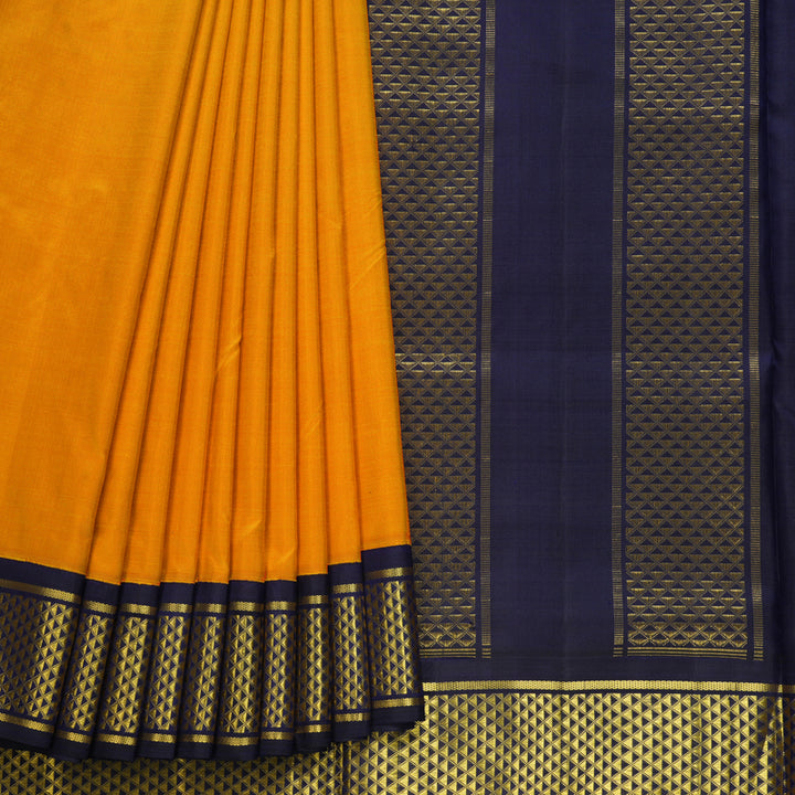 Hayagrivas Handloom Mambazham Orange Ten Yards Silk Saree KBF231E9-1