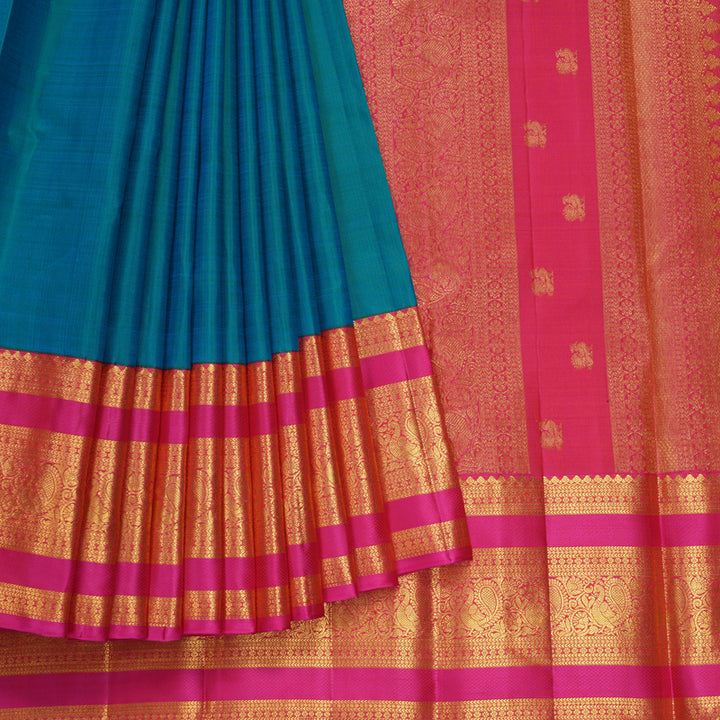 Hayagrivas Handloom Mayilkazhuthu Kanjivaram Silk Saree with Pink Border KBF235E1-1